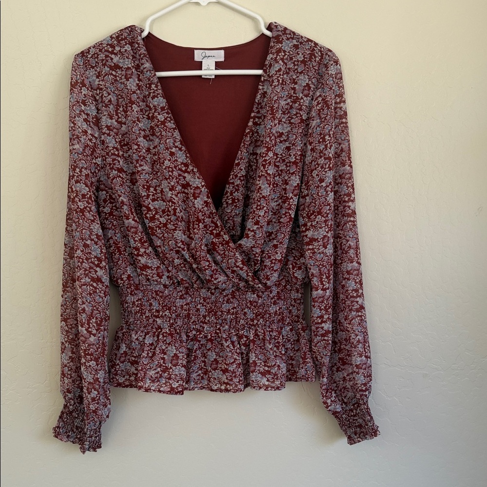 Japna Maroon Floral Wrap Blouse